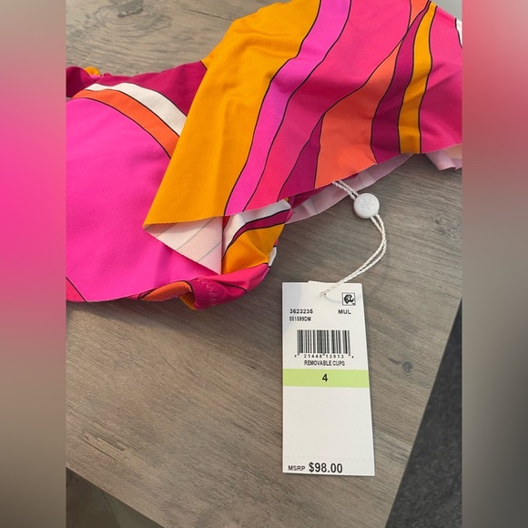 Trina Turk Woman’s Bikini Bandeau Top Size 4 Vivid Vista NWT Strapless - Picture 4 of 7